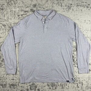Faherty Shirt Mens XL Blue Striped Long Sleeve Polo Stretch Jersey Casual